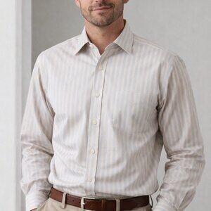 Joseph & Feiss Men's Dress Shirt 15/37 Non Iron 100% Cotton LS Yellow Stripes